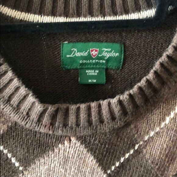 Men’s Brown Plaid Sweater - David Taylor - Size M - Picture 2 of 3